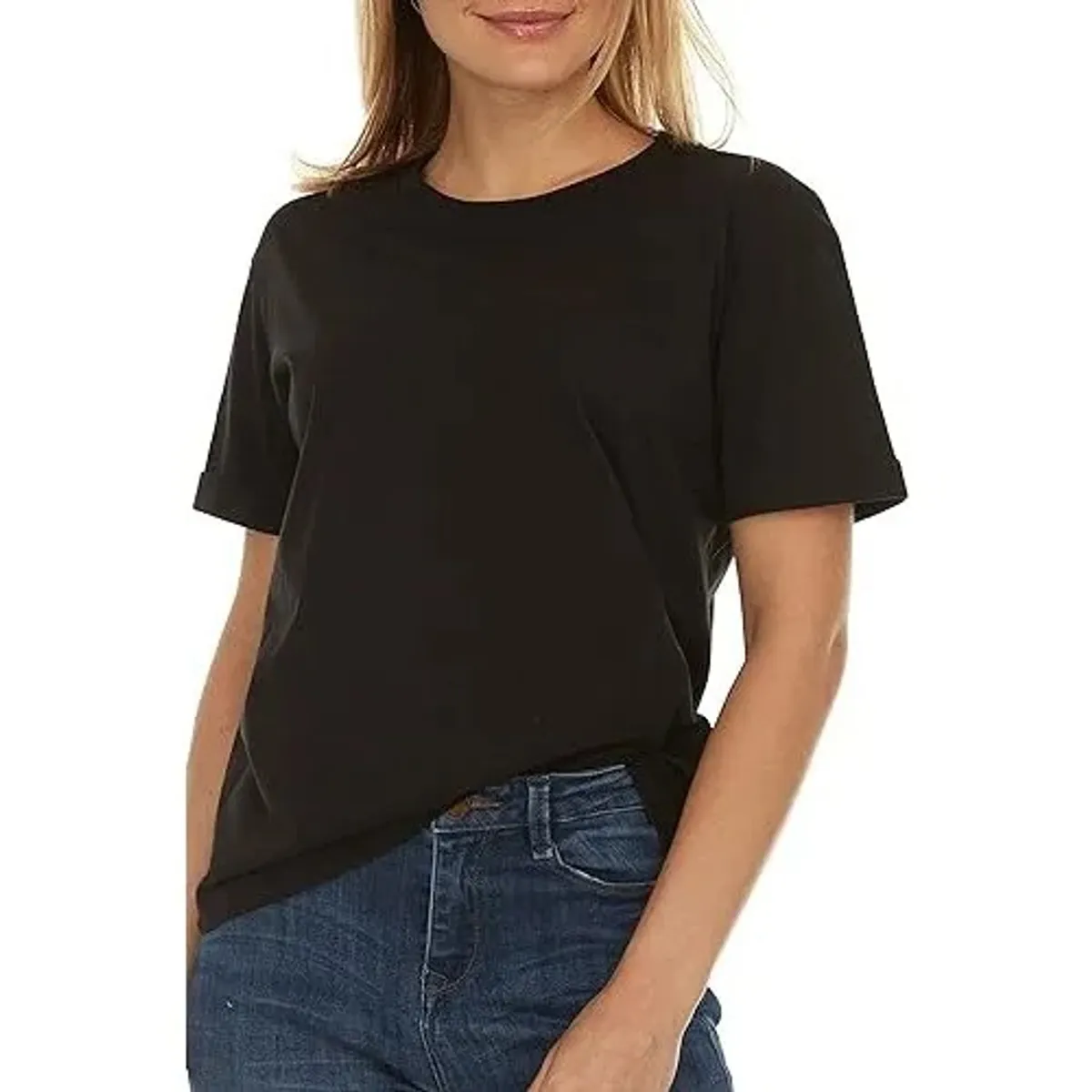 EVERSO - 12 Camiseta Bambú De Manga Corta Para Mujer 6negro 6blanco