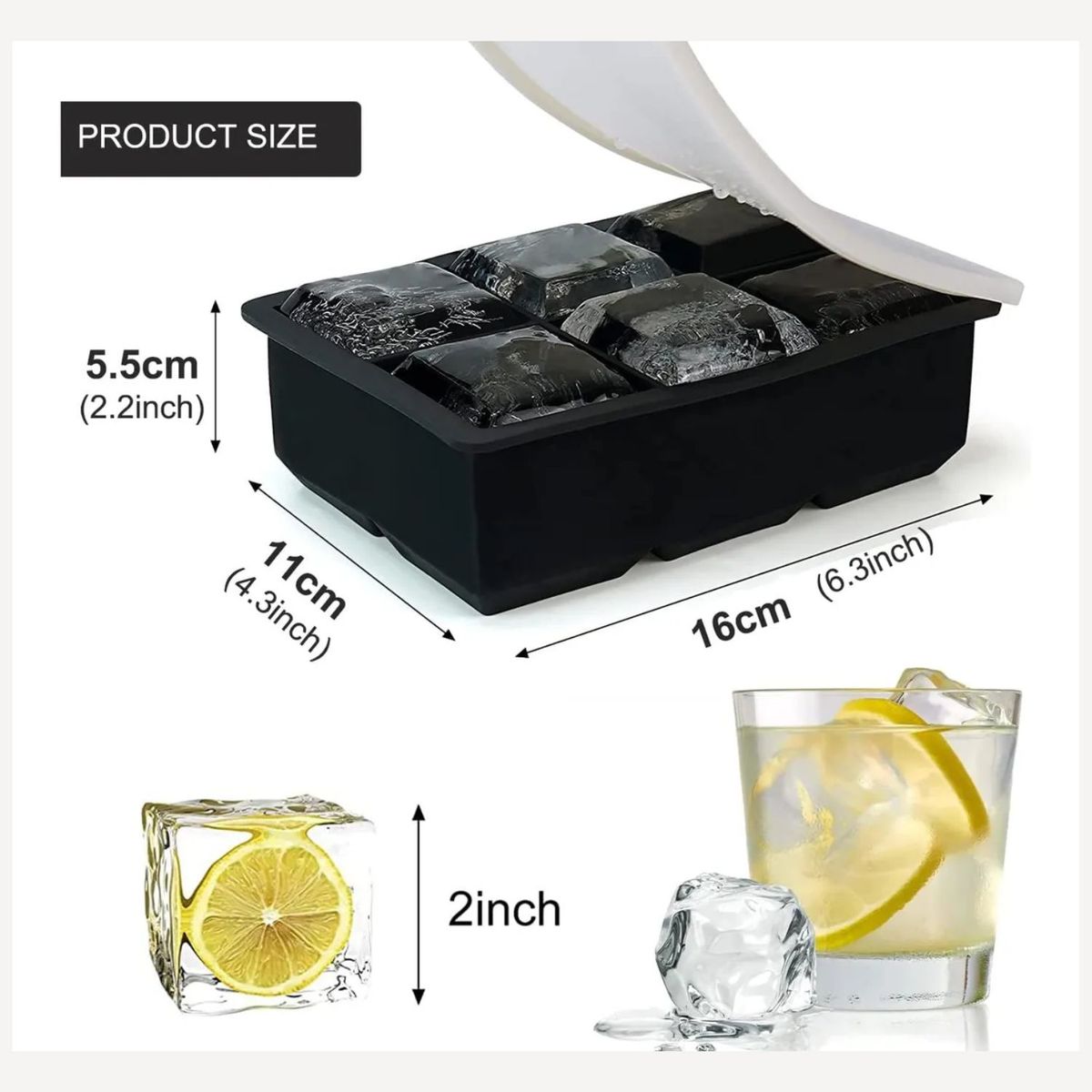 GENERICO - Molde Silicona 6 Cavidades Negro Con Tapa Cocina Reposteria