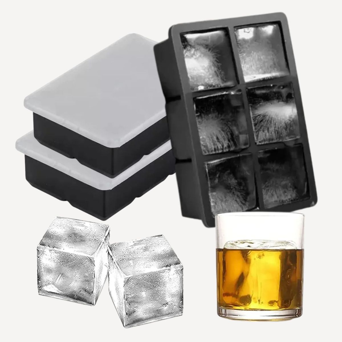 GENERICO - Set 3 Molde Silicona 6 Cavidades Negro Con Tapa Reposteria