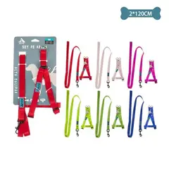 GENERICO - Set de arnés y correa de nylon 20120cm Buena Calidad Color Azul