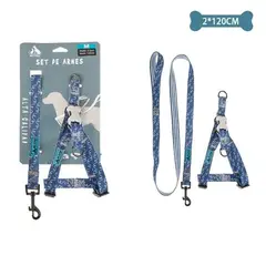 GENERICO - Set de arnés y correa de nylon azul marino 20cm120cm