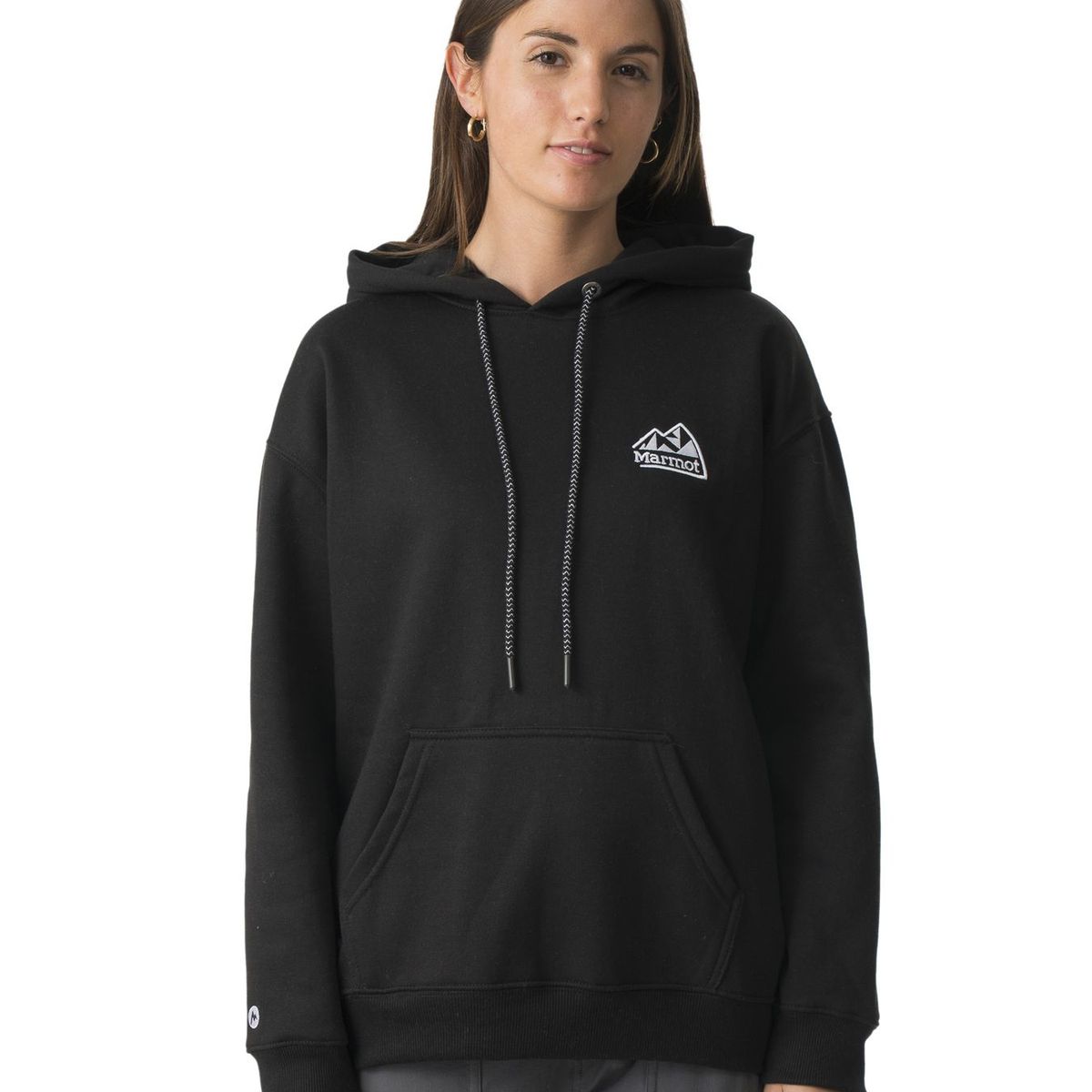 MARMOT - Polerón Mujer Chest Retro Logo Hoody Negro Marmot