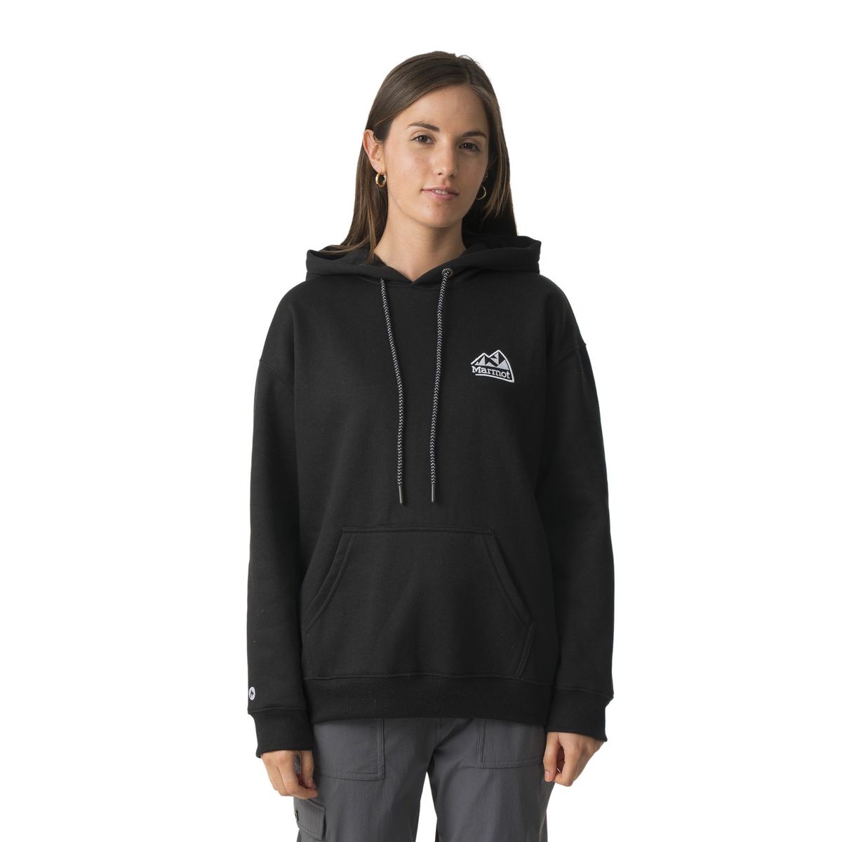 MARMOT - Polerón Mujer Chest Retro Logo Hoody Negro Marmot