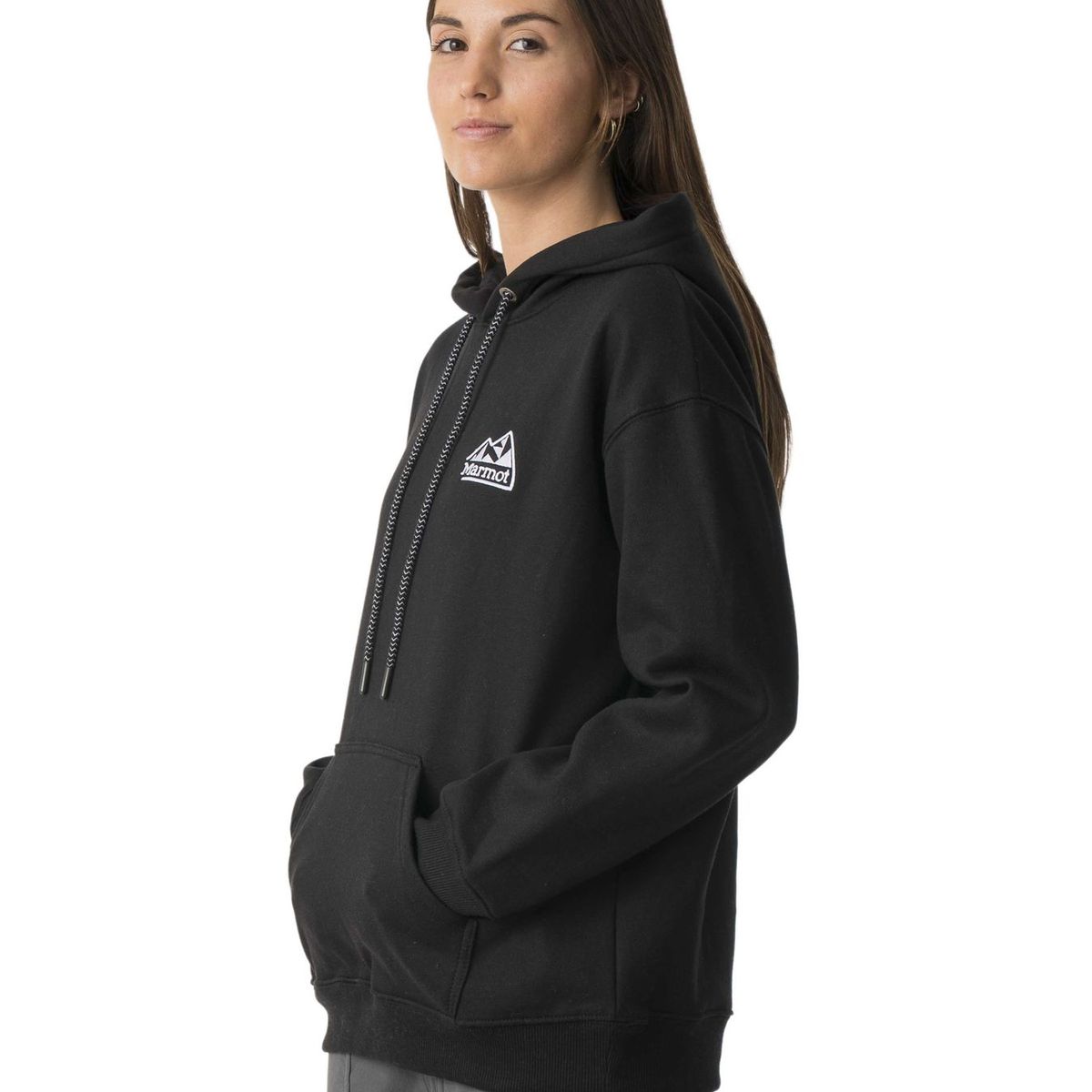 MARMOT - Polerón Mujer Chest Retro Logo Hoody Negro Marmot