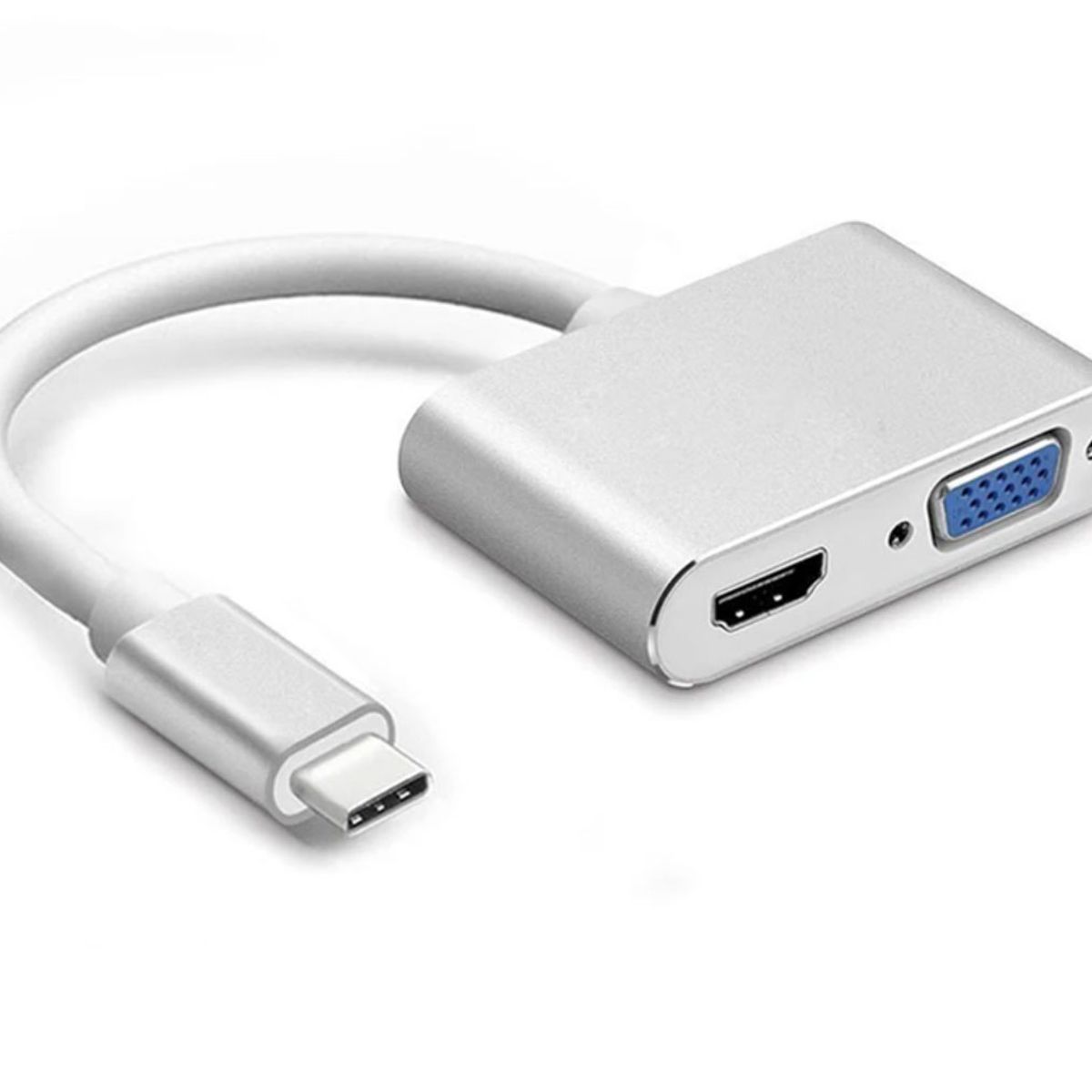GENERICO - Hub Dock Adaptador Video USB-C HDMI + VGA 2 en 1 Compatible Con Mac y PC