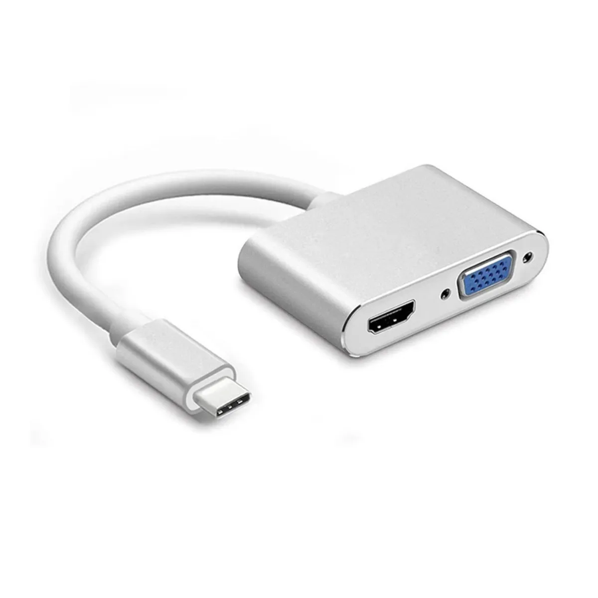 GENERICO - Hub Dock Adaptador Video USB-C HDMI + VGA 2 en 1 Compatible Con Mac y PC