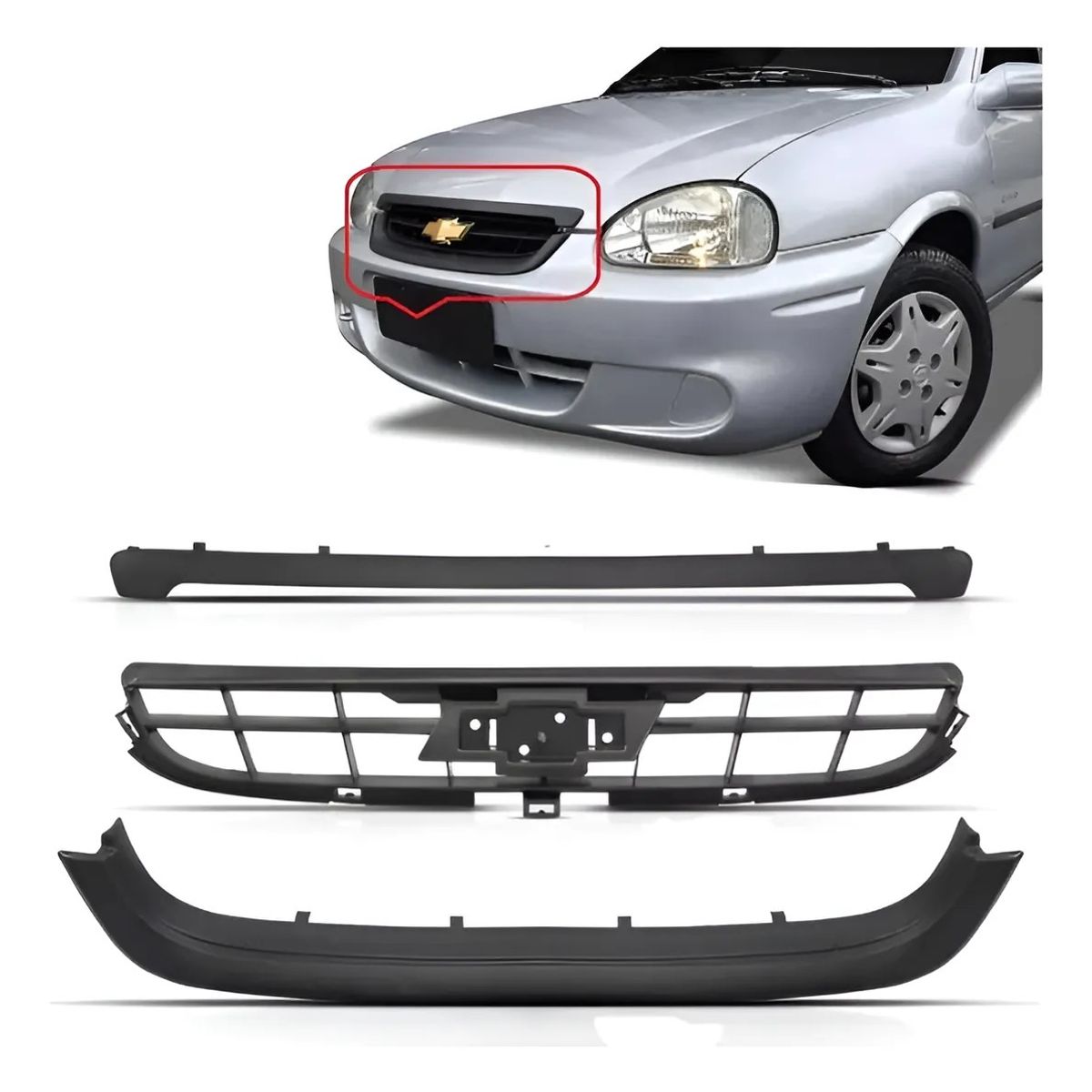 GENERICO - Mascara 3 Partes con Emblema Chevrolet Corsa 2000 - 2008