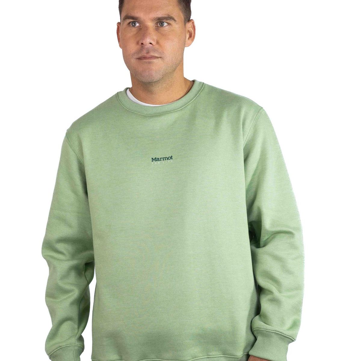 MARMOT - Polerón Hombre Mini Logo Crew Verde Marmot