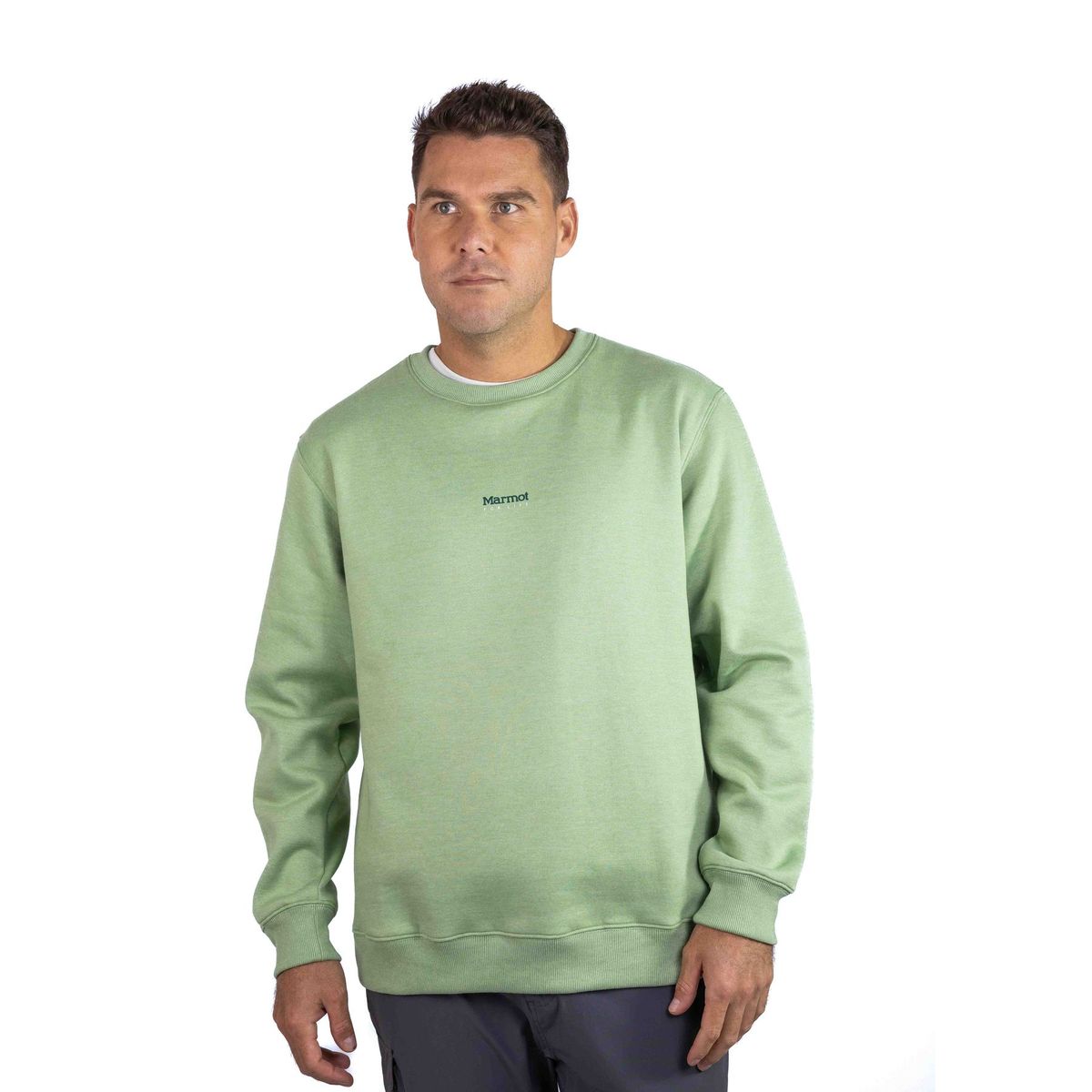 MARMOT - Polerón Hombre Mini Logo Crew Verde Marmot