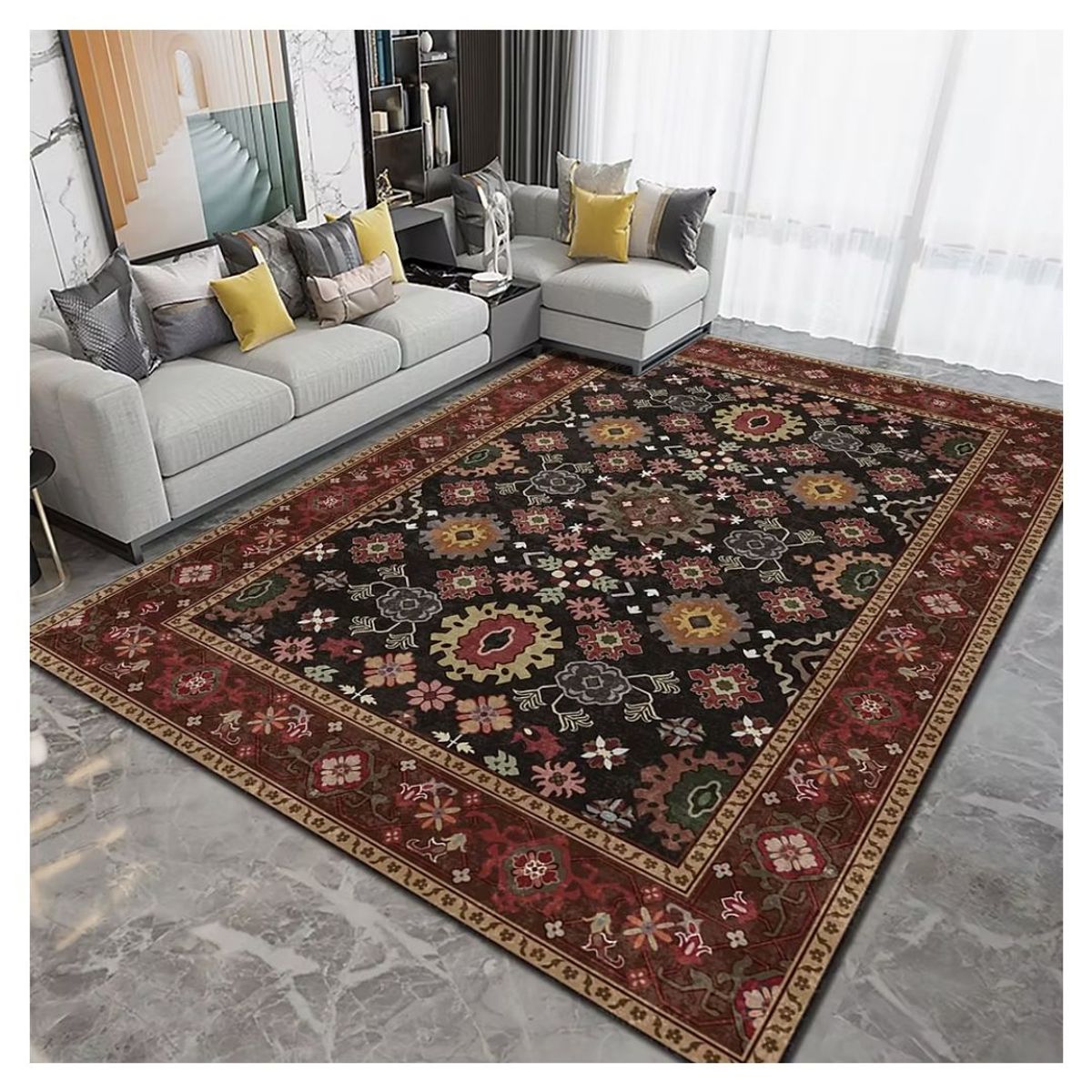 GENERICO - Alfombra Lisa Decoración con Diseños 3D-17 200 x 240 cm - Sagrada Familia