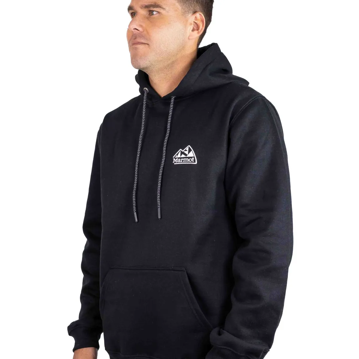 MARMOT - Polerón Hombre Marmot Chest Retro Logo Hoody Negro