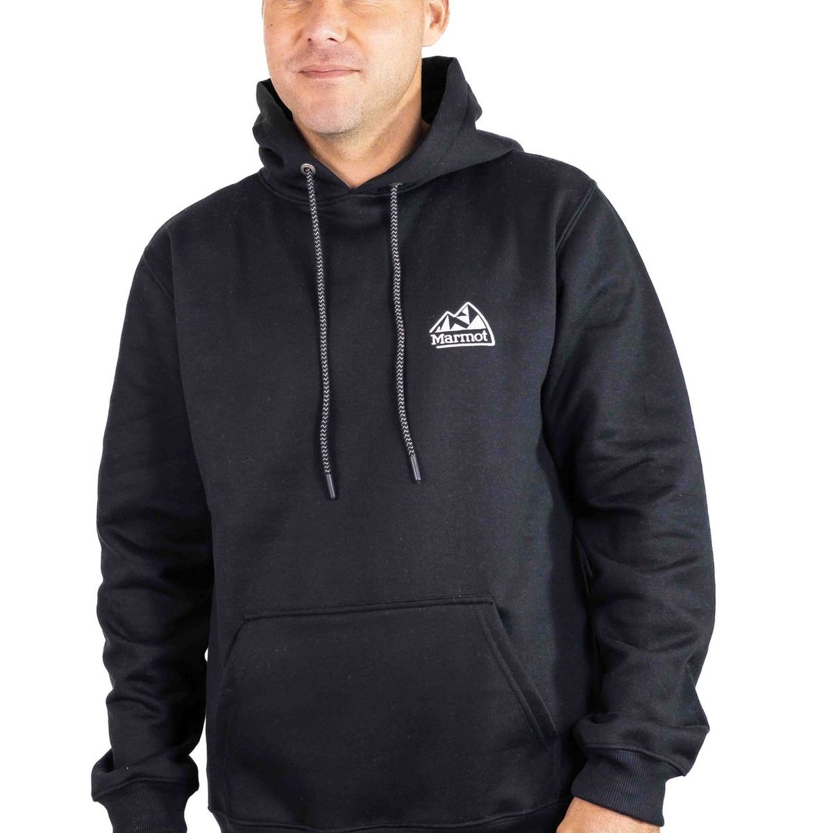 MARMOT - Polerón Hombre Chest Retro Logo Hoody Negro Marmot