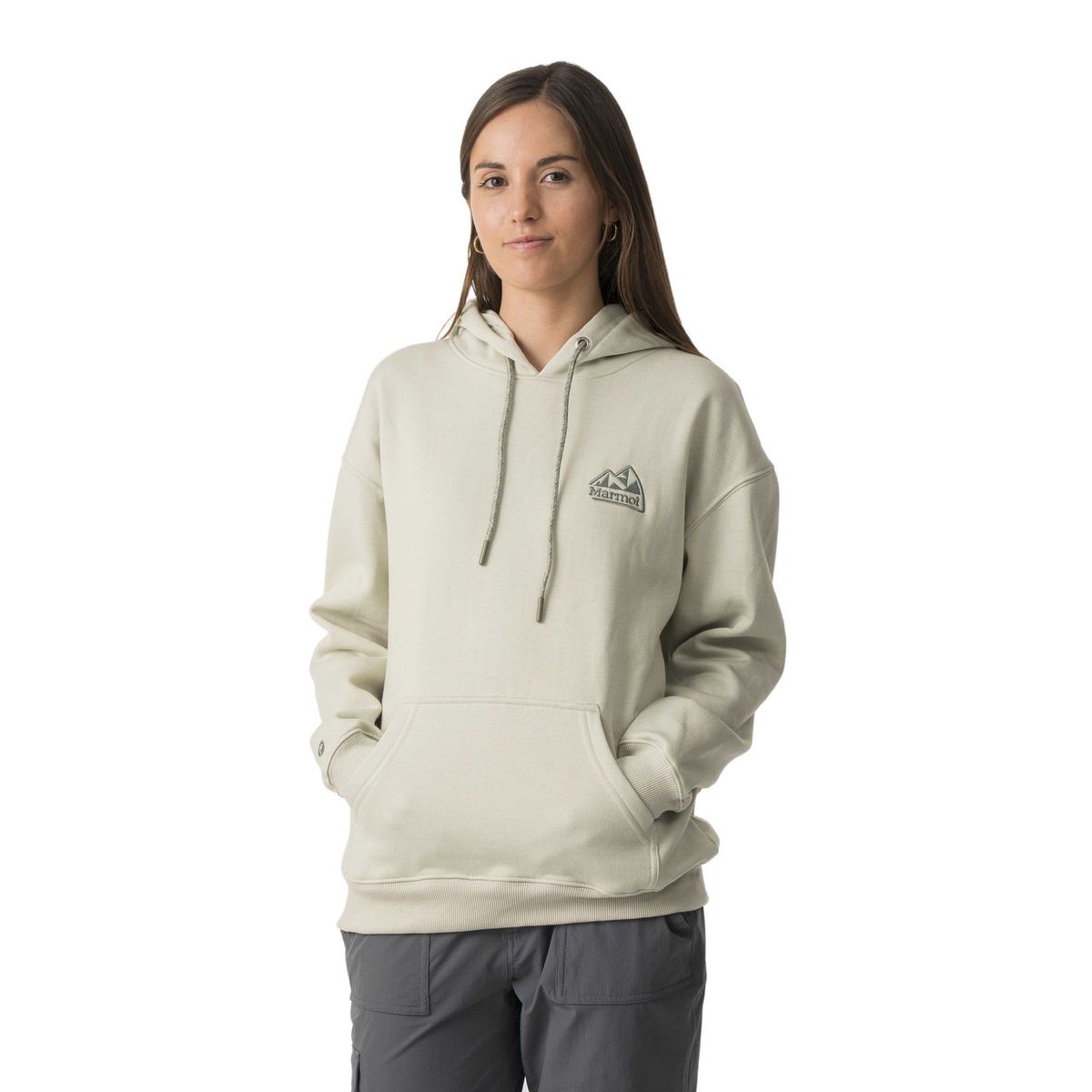MARMOT - Polerón Mujer Chest Retro Logo Hoody Gris Marmot