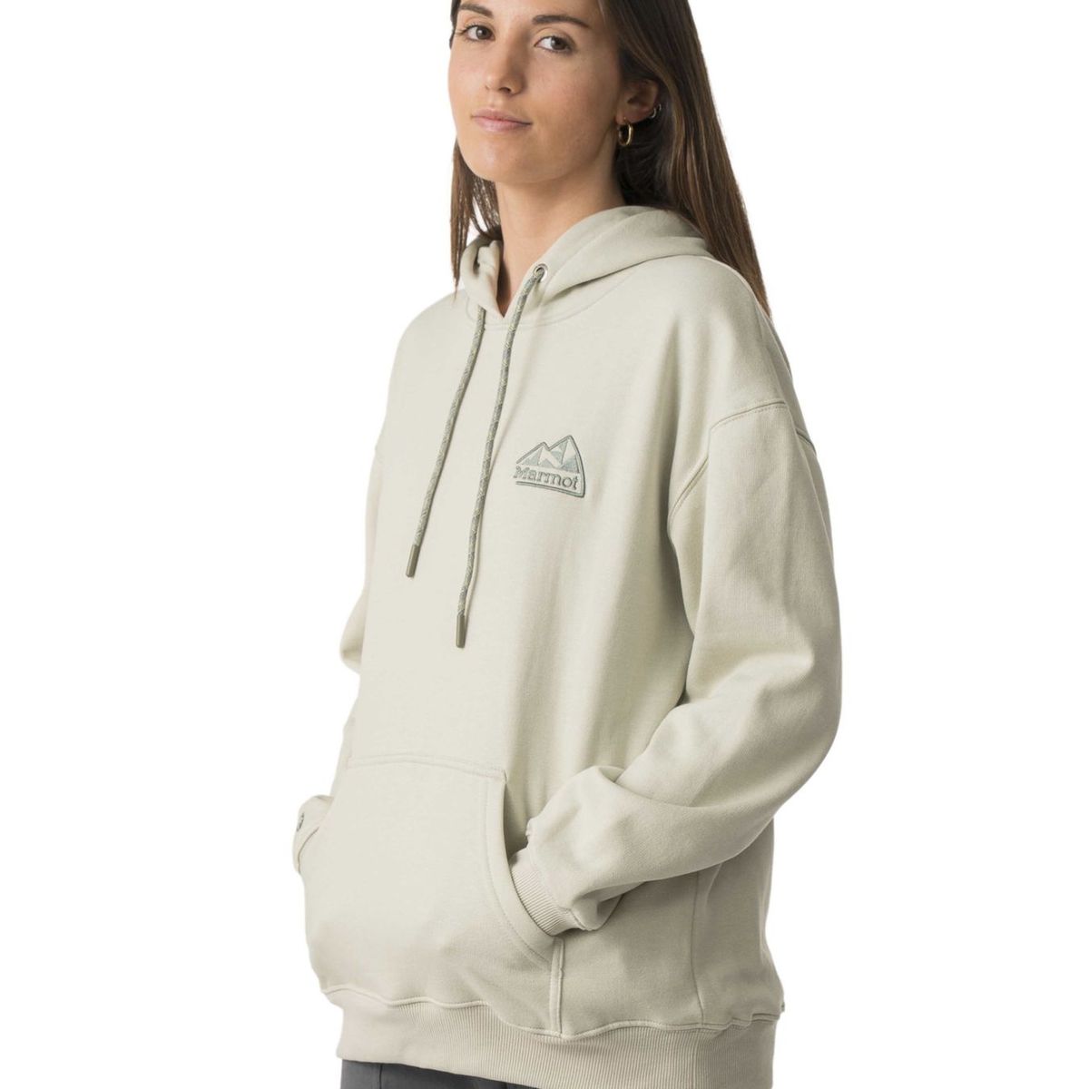 MARMOT - Polerón Mujer Chest Retro Logo Hoody Gris Marmot