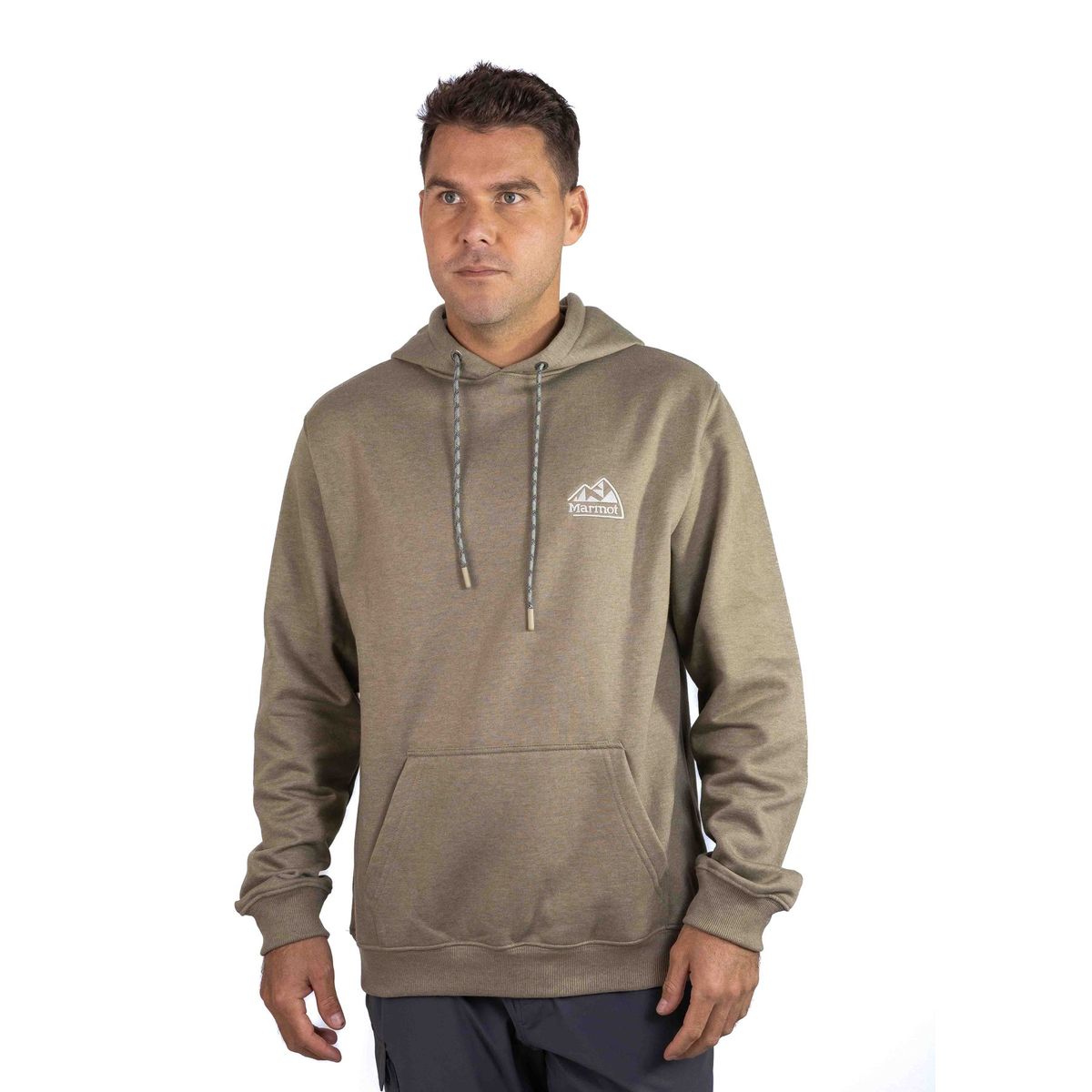 MARMOT - Polerón Hombre Marmot Chest Retro Logo Hoody Café