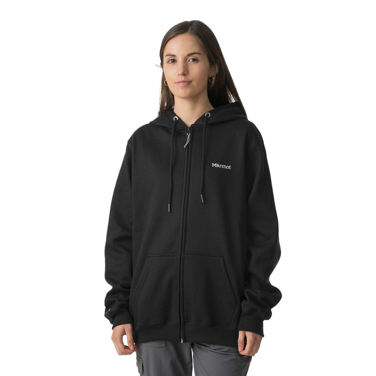MARMOT - Polerón Mujer Chest Logo Fullzip Negro Marmot