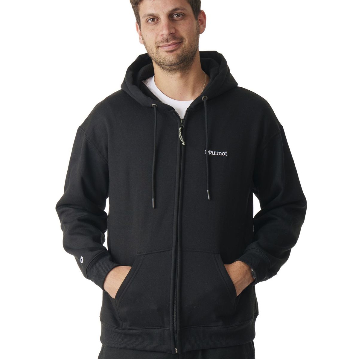 MARMOT - Polerón Hombre Chest Logo Fullzip Negro Marmot
