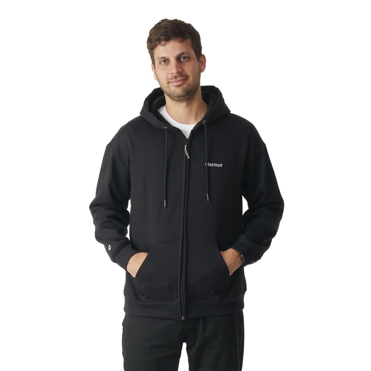 MARMOT - Polerón Hombre Chest Logo Fullzip Negro Marmot