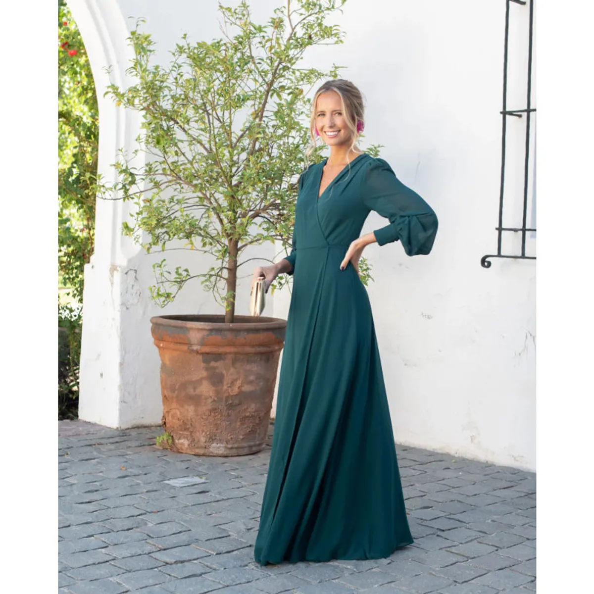 MI PLACARD - Vestido Largo Jacinta Manga Larga Verde