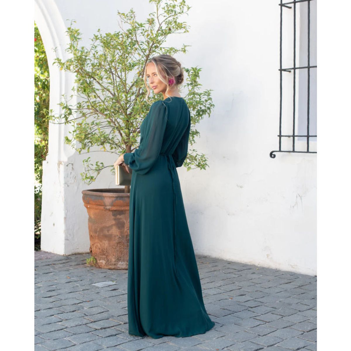 MI PLACARD - Vestido Largo Jacinta Manga Larga Verde