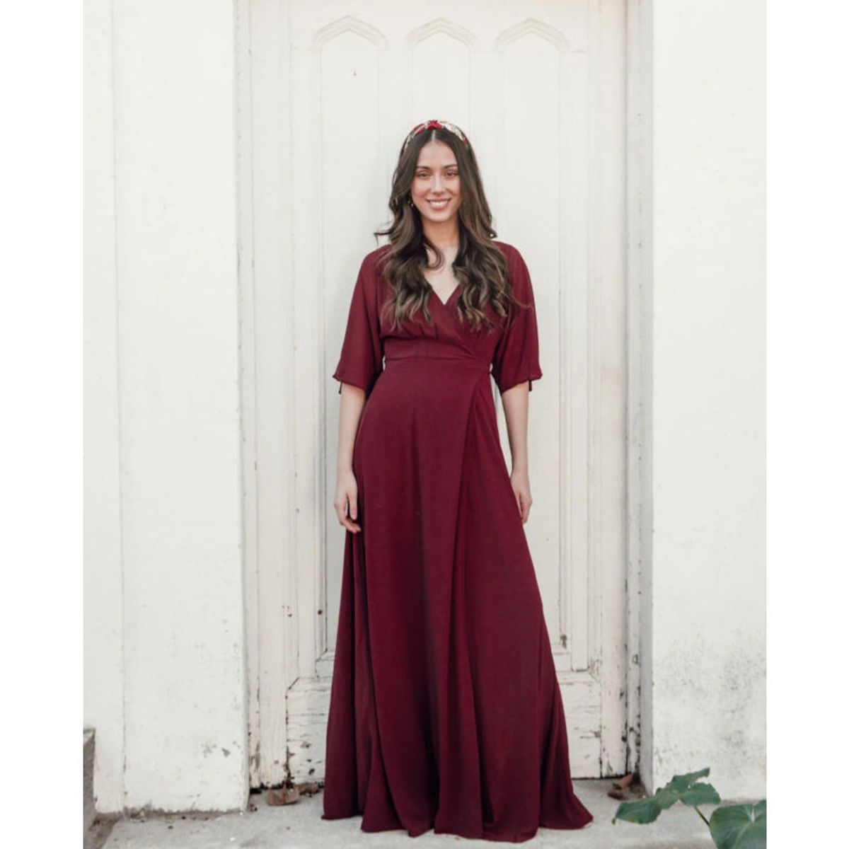 MI PLACARD - Vestido Largo de Fiesta Leandra Gasa Burdeo