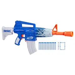 NERF - Dart Blaster Fortnite Blue Shock con pinza para 10 dardos y dardos