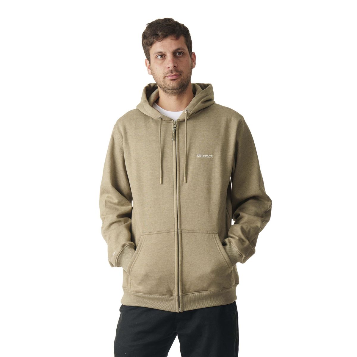 MARMOT - Polerón Hombre Marmot Chest Logo Fullzip Café