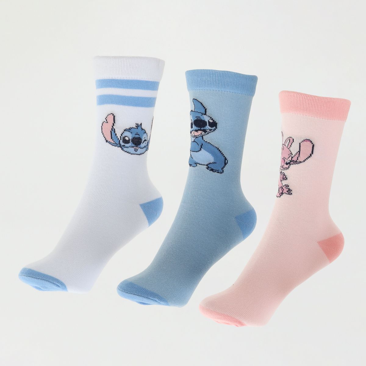 DISNEY - Tripack Calcetines Niña Rosa Angel Lilo & Stitch Disney