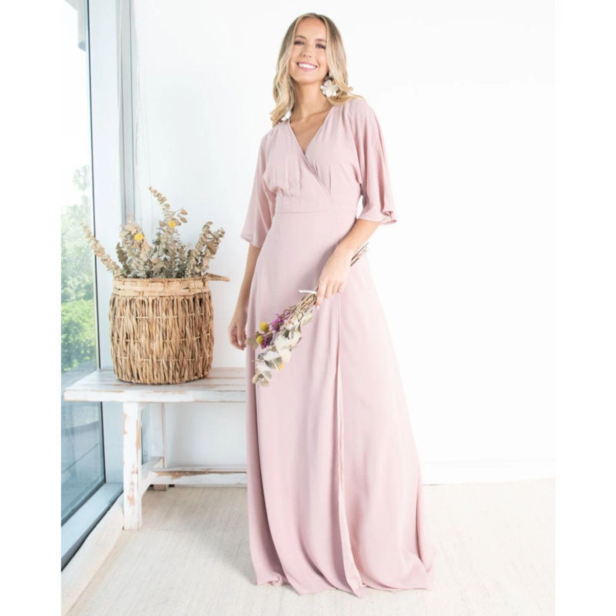 MI PLACARD - Vestido Largo Leandra Gasa Rosado