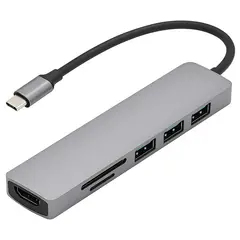 MOTOMO - Adaptador USB C 6 EN 1 HDMI+ USB30 + Tarjeta Memoria
