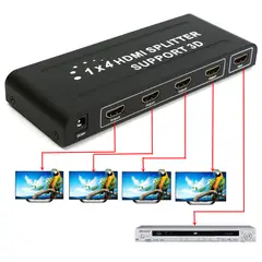 GENERICO - SPLITTER HDMI AMPLIFICADO 4 SALIDAS, SOPORTA 3D