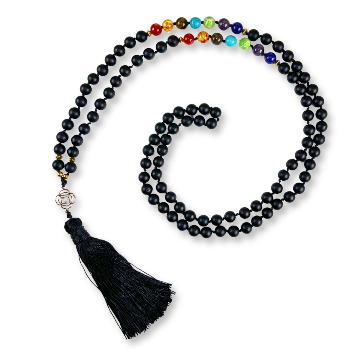 TRIBALLE - Mala Yoga Chakra de Piedra Onix