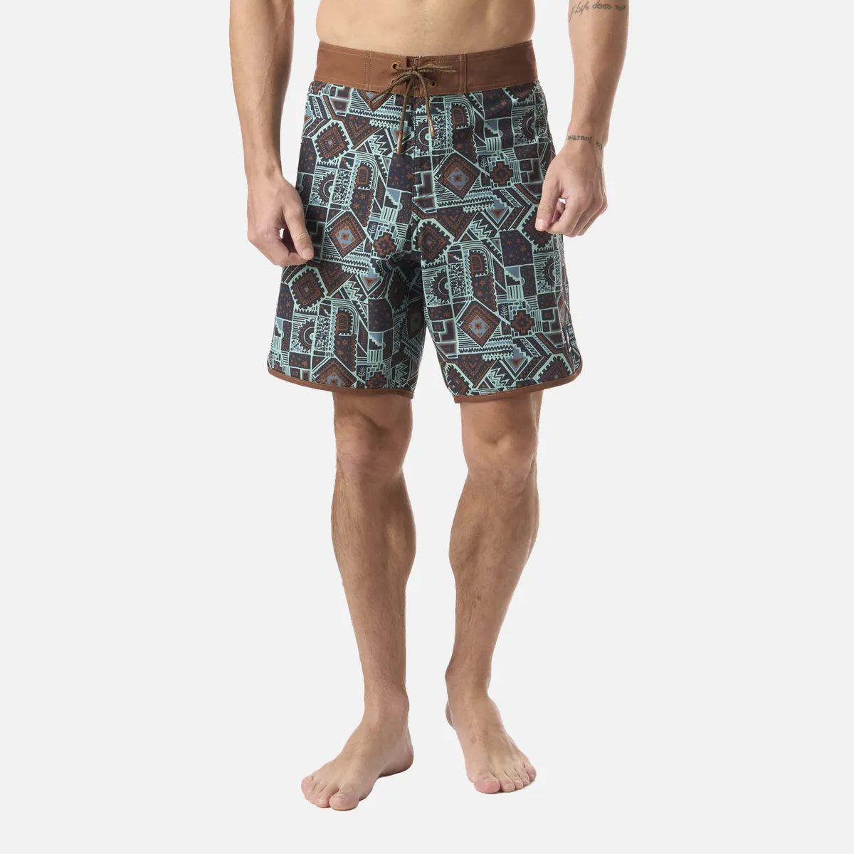 HAKA HONU - Traje de Baño Hombre Sorfer Print Mostaza Oscuro Haka Honu