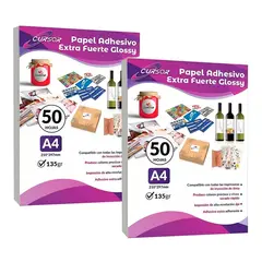 CURSOR - PAPEL GLOSSY ADHESIVO EXTRAFUERTE - A A4 135G 100H - Blanco - A4