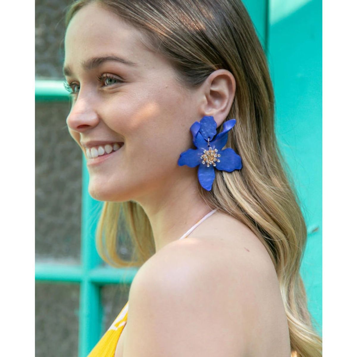 MI PLACARD - Aros Maxi Flor y Brillo Azul