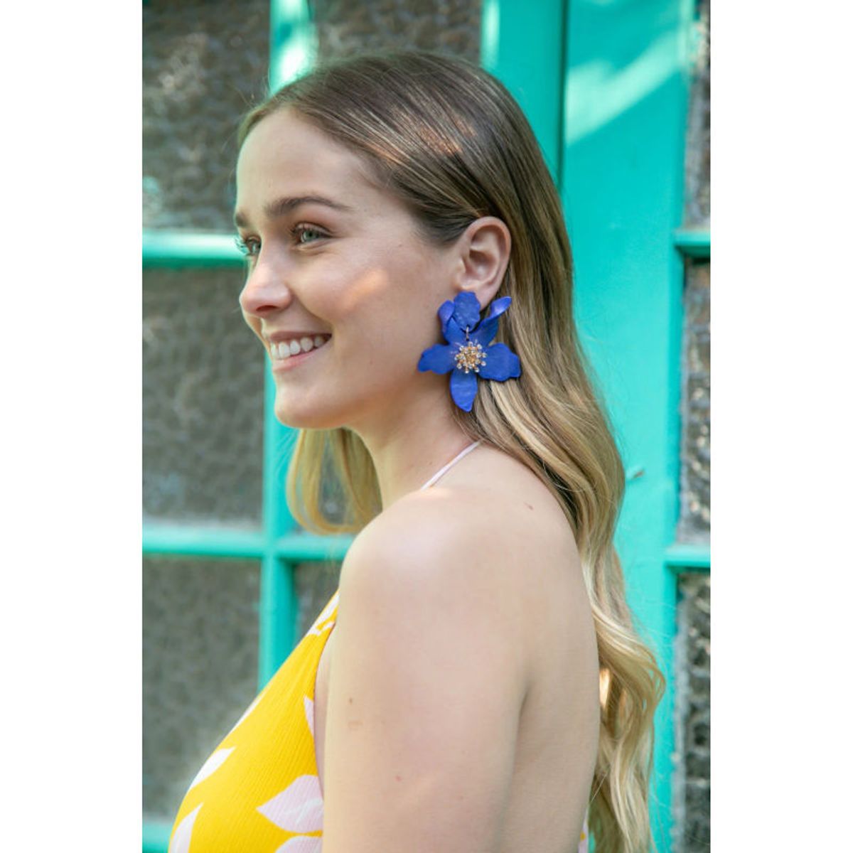 MI PLACARD - Aros Maxi Flor y Brillo Azul