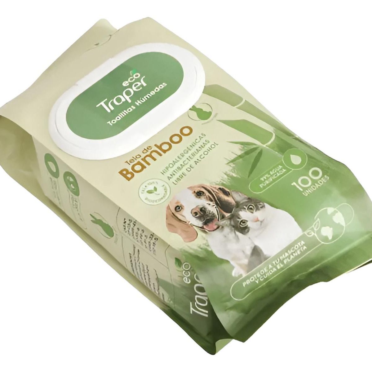 TRAPER - Traper Toallitas Húmedas Bamboo Perro Biodegradable 100u