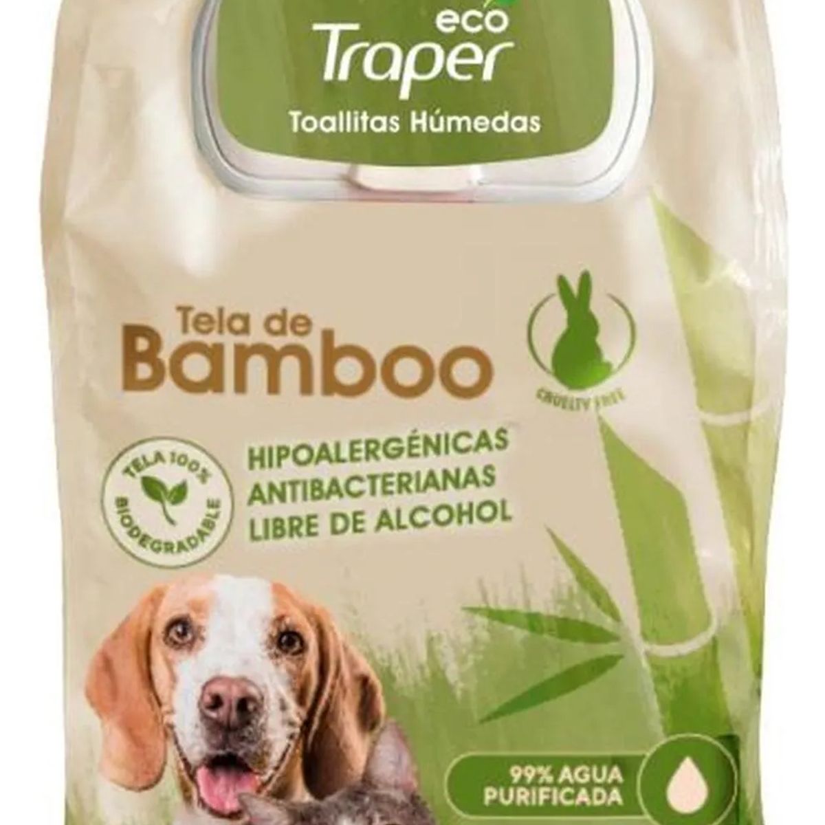 TRAPER - Traper Toallitas Húmedas Bamboo Perro Biodegradable 100u
