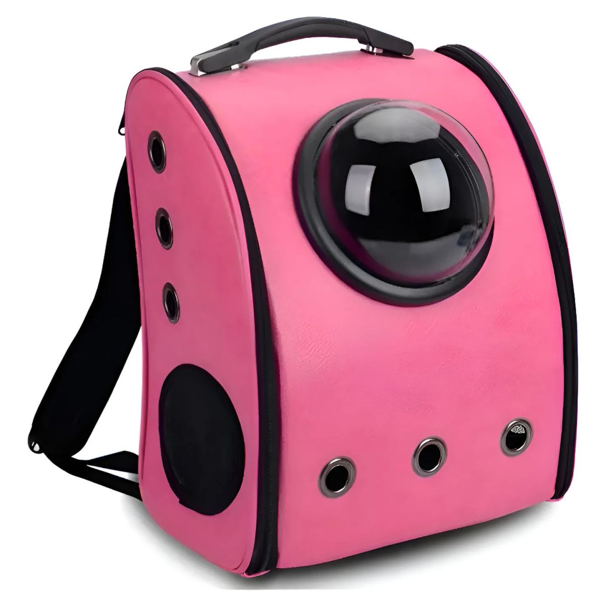 GENERICO - Bolso Mochila Porta Perros Jaula Cuero Transporte Perro Gato Fucsia Cuero