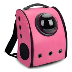 GENERICO - Bolso Mochila Porta Perros Jaula Cuero Transporte Perro Gato Fucsia Cuero