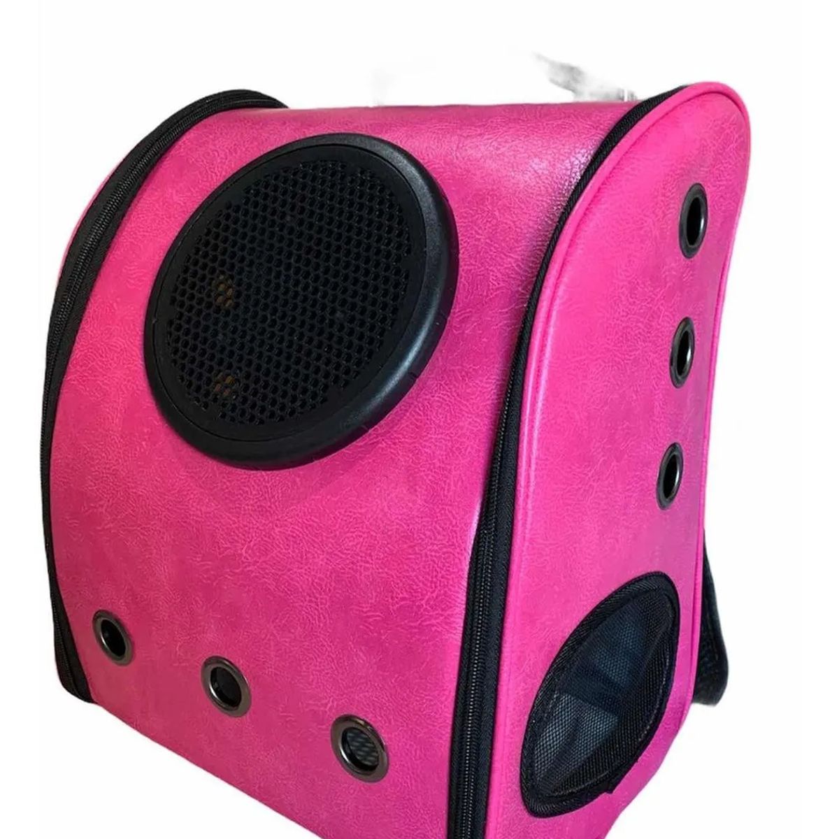 GENERICO - Bolso Mochila Porta Perros Jaula Cuero Transporte Perro Gato Fucsia Cuero