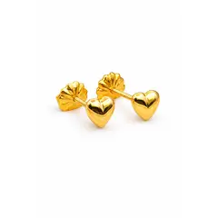 JIREH JOYAS - Aros Corazón Oro 18K 7mm N3 Atornillados 1gr Mujer Hipoalergénicos