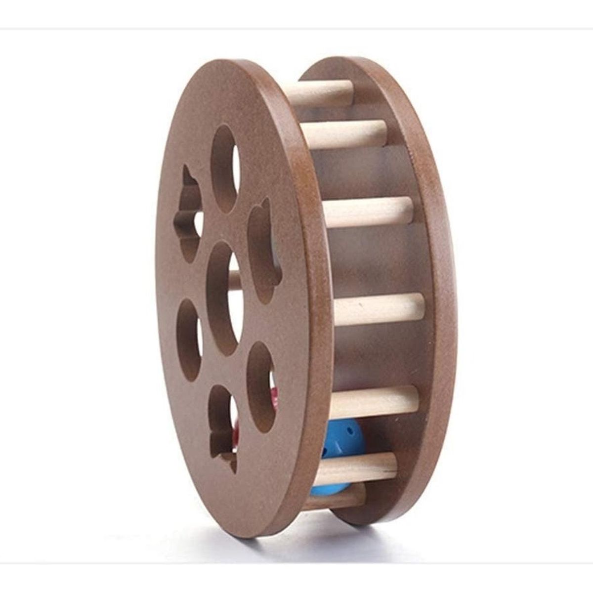 GENERICO - Juguete Para Gato Cat Interactivo Wooden Collision Ball Toy Marrón