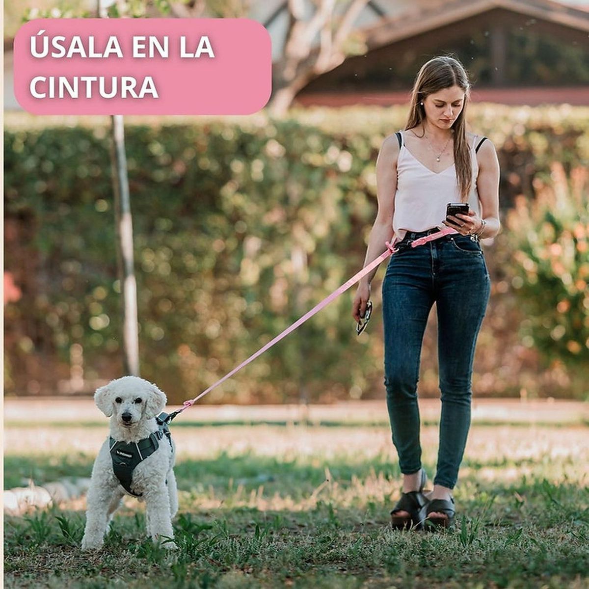 PETLOUNGE - Petlounge Correa De Paseo Manos Libres Para Mascotas Perros - Rosa