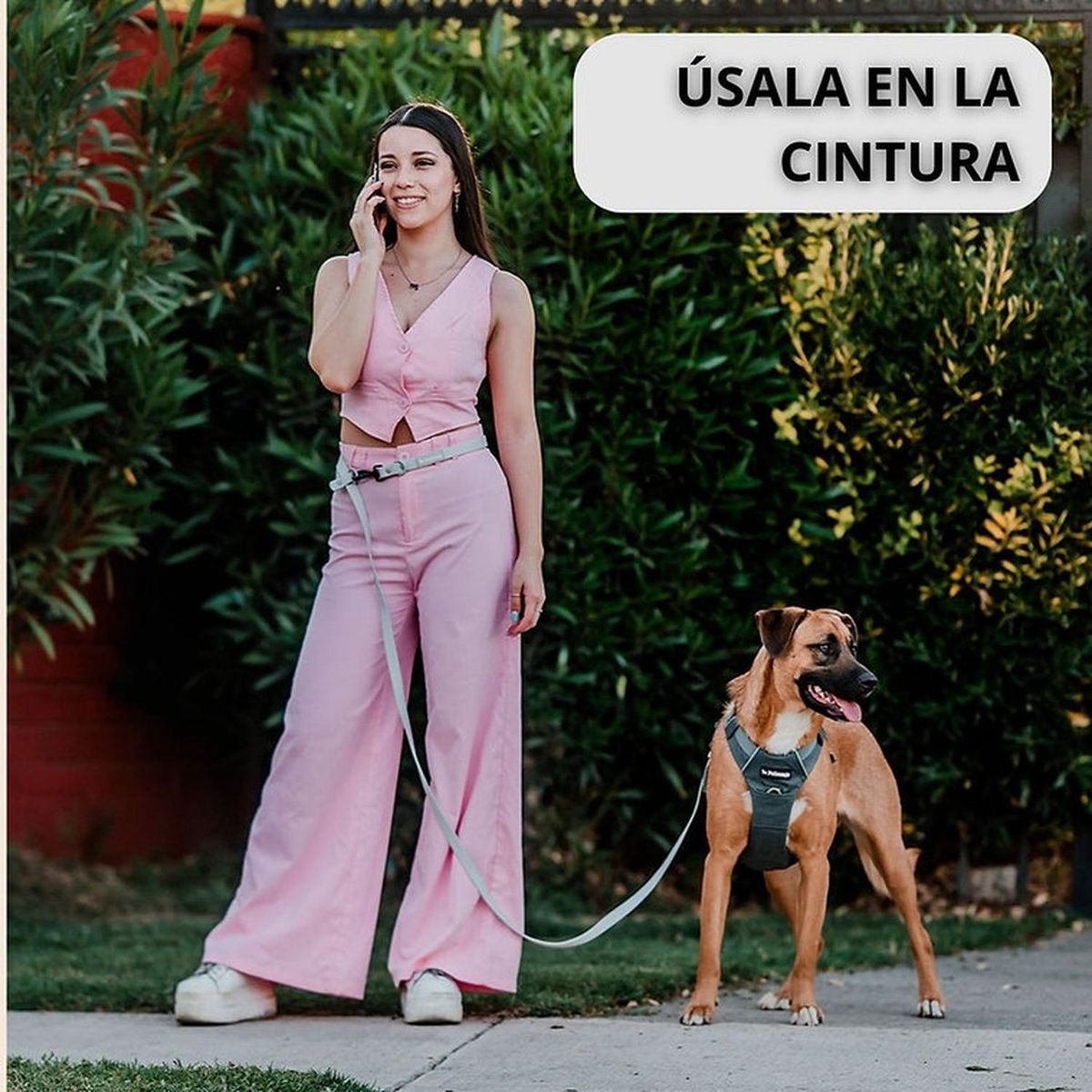 PETLOUNGE - Petlounge Correa De Paseo Manos Libres Para Mascotas Perros - Gris