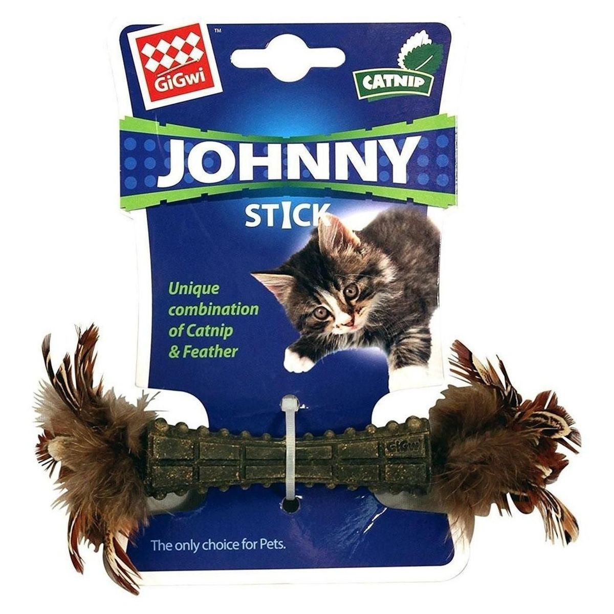 GIGWI - Juguete Para Gatos Johnny Stick Doble Plumas Catnip Gigwi Café
