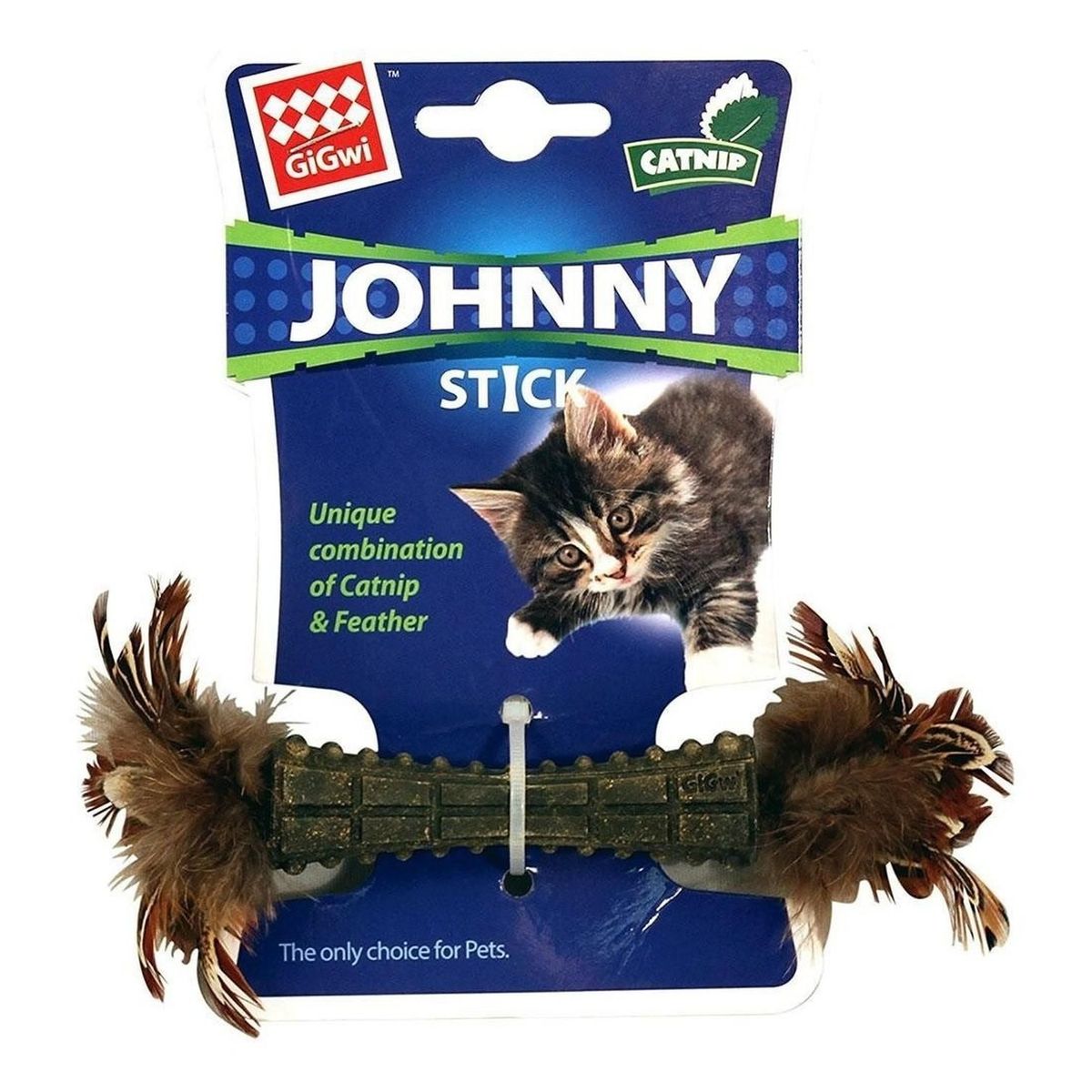 GIGWI - Juguete Para Gatos Johnny Stick Doble Plumas Catnip Gigwi Café