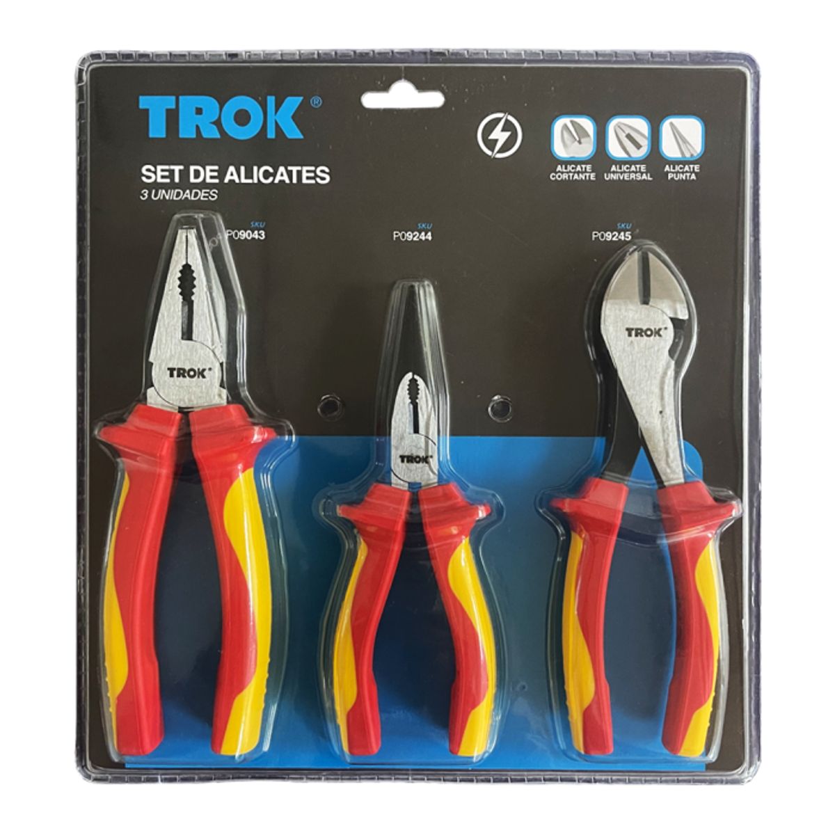Set 3 Alicates Eléctricos Aislados Profesionales, marca GENERICO - Foto Principal