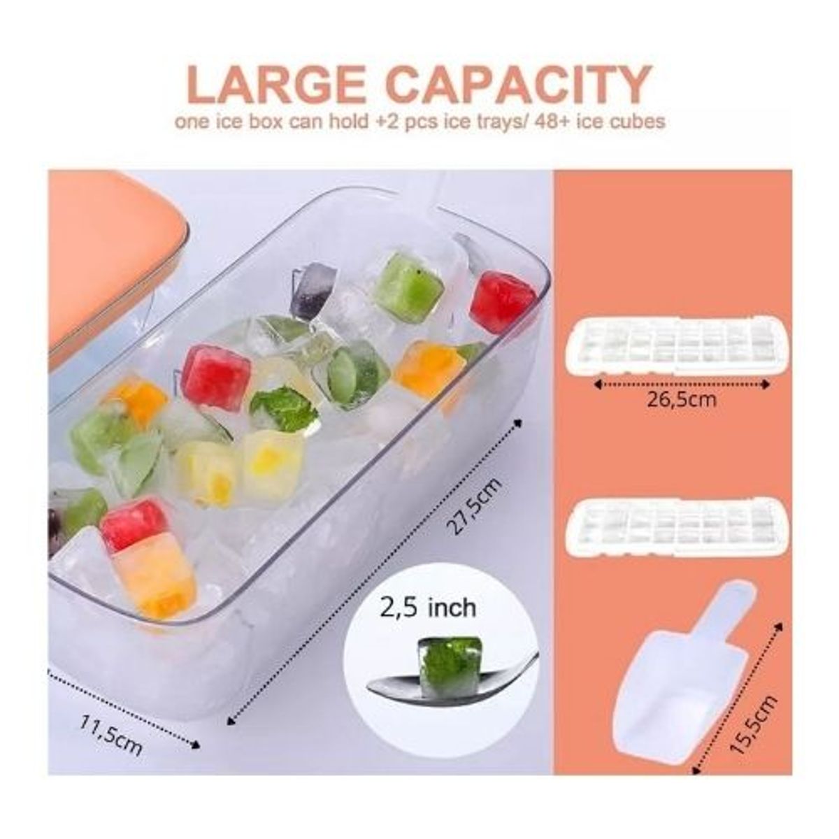GENERICO - Cubetera De Hielo Silicona 2 En 1 Contenedor Y Tapa Multiuso Variado