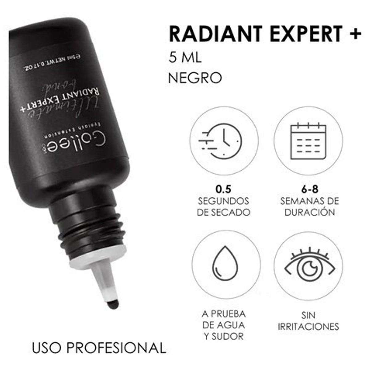GENERICO - Pegamento Adhesivo Gollee Radiant Expert para pestañas negro 5 ML